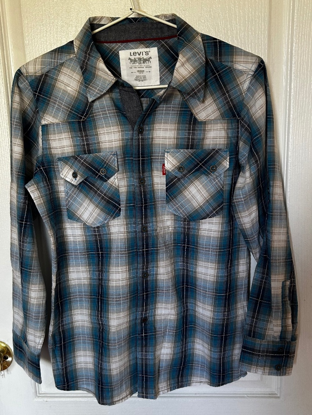 Levi’s Boys Plaid Button Down Shirt Size 12